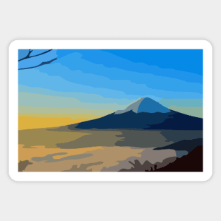 Sunrise Over Mt Fuji Digital Painting Sticker